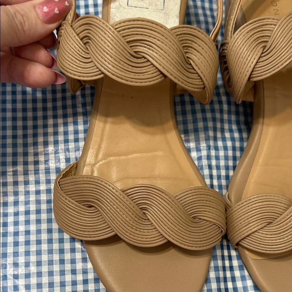 Tan Braided Strap Sandals London Fog